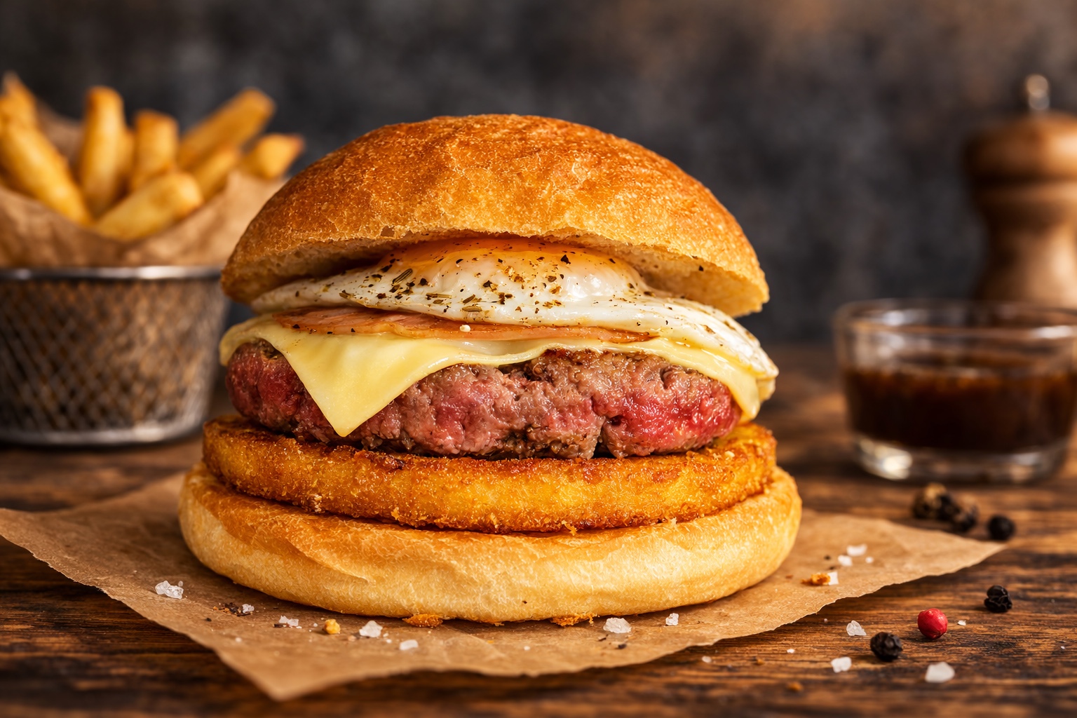 Burger Uncle Breizh avec œuf, fromage et rösti